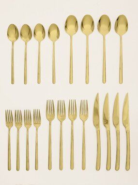 Italic Emilia Mirror 20-Piece Flatware Set - Gold